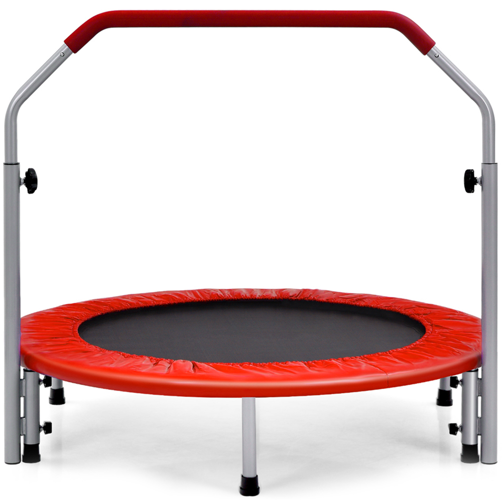 Costway Red Adults Foldable Trampoline with 4 Level Adjustable Handle Image 1