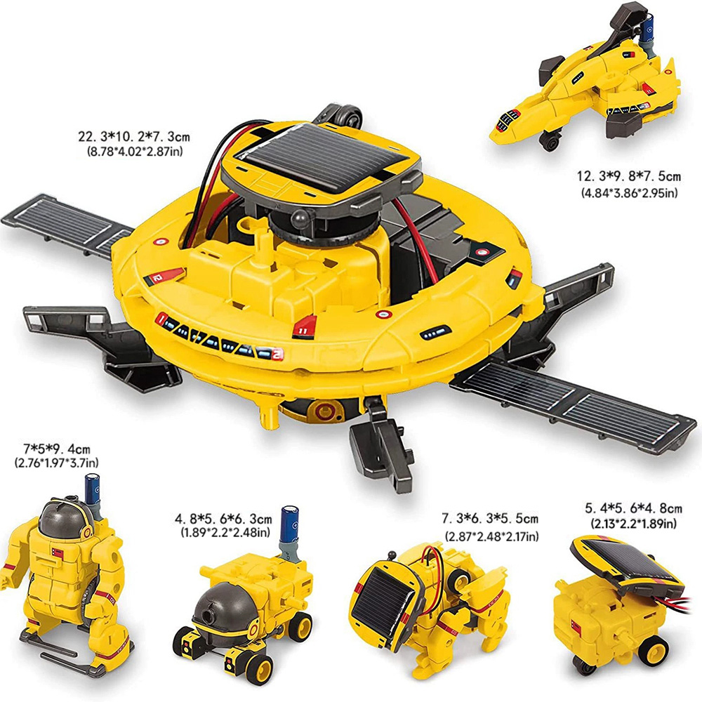 H&O Direct Kids 6-in-1 Yellow DIY Solar Robot Toy STEM Project Set Image 5