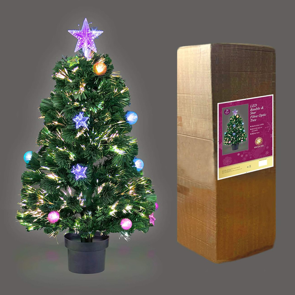 Shatchi Baubles and Stars Fibre Optic Artificial Christmas Tree 3ft Image 4