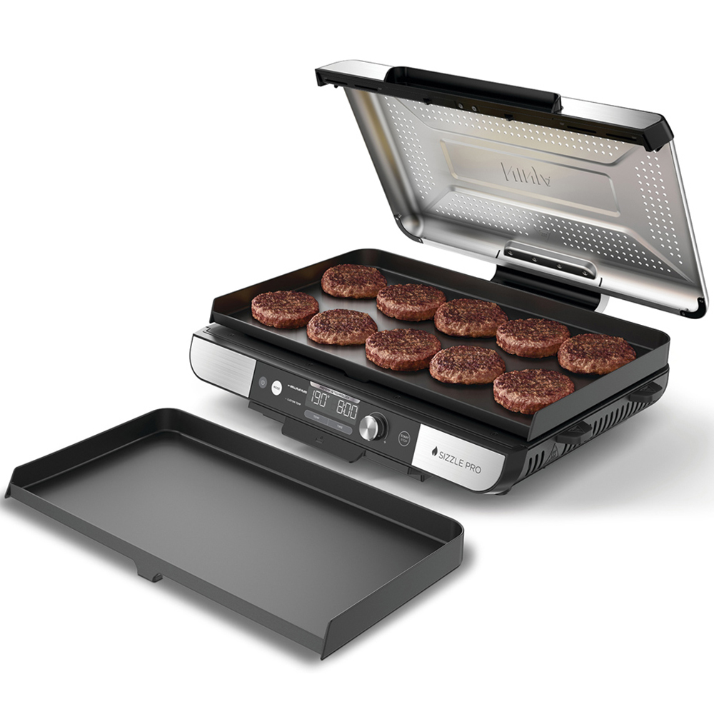 Ninja Sizzle Pro XL GX101UK Silver and Black Grill and Flat Plate Image 3