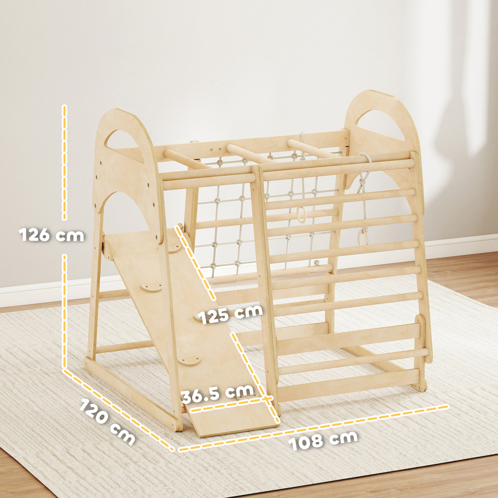 Tommy Toys AIYAPLAY 6-in-1 Kids Indoor Climbing Frame with Slide Monkey Bars and Ladder Image 9