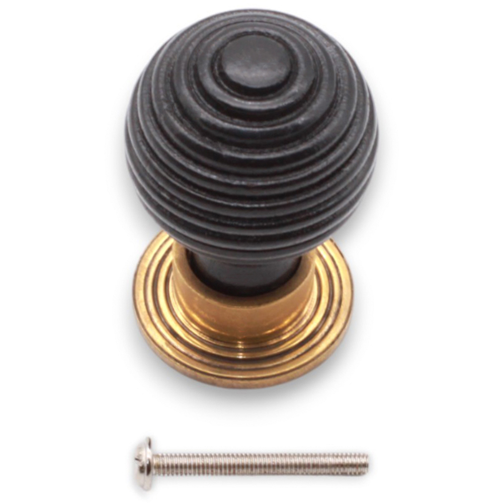 Spira Brass Ebonised Preston Aged Brass Cupboard Knob 35mm Image 4