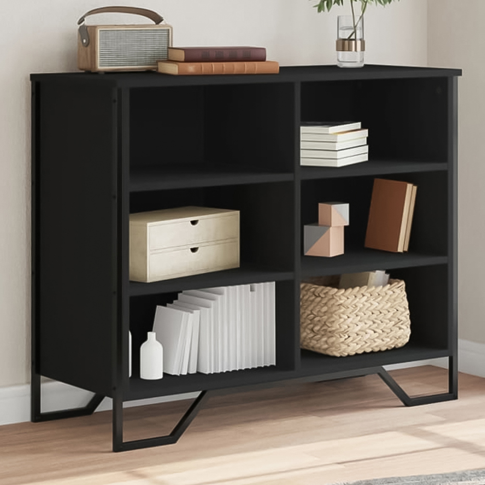 vidaXL 6 Shelf Black Sideboard Image 1
