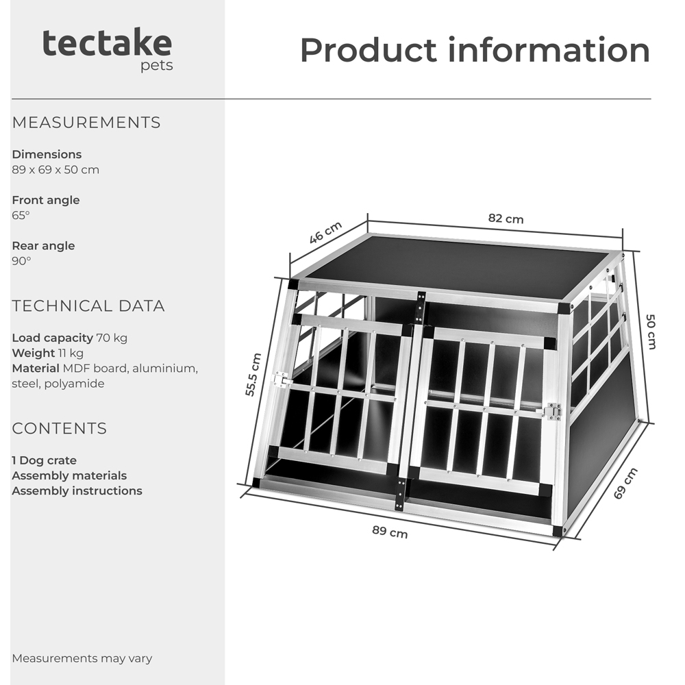 tectake Black Lockable Dog Crate Image 9