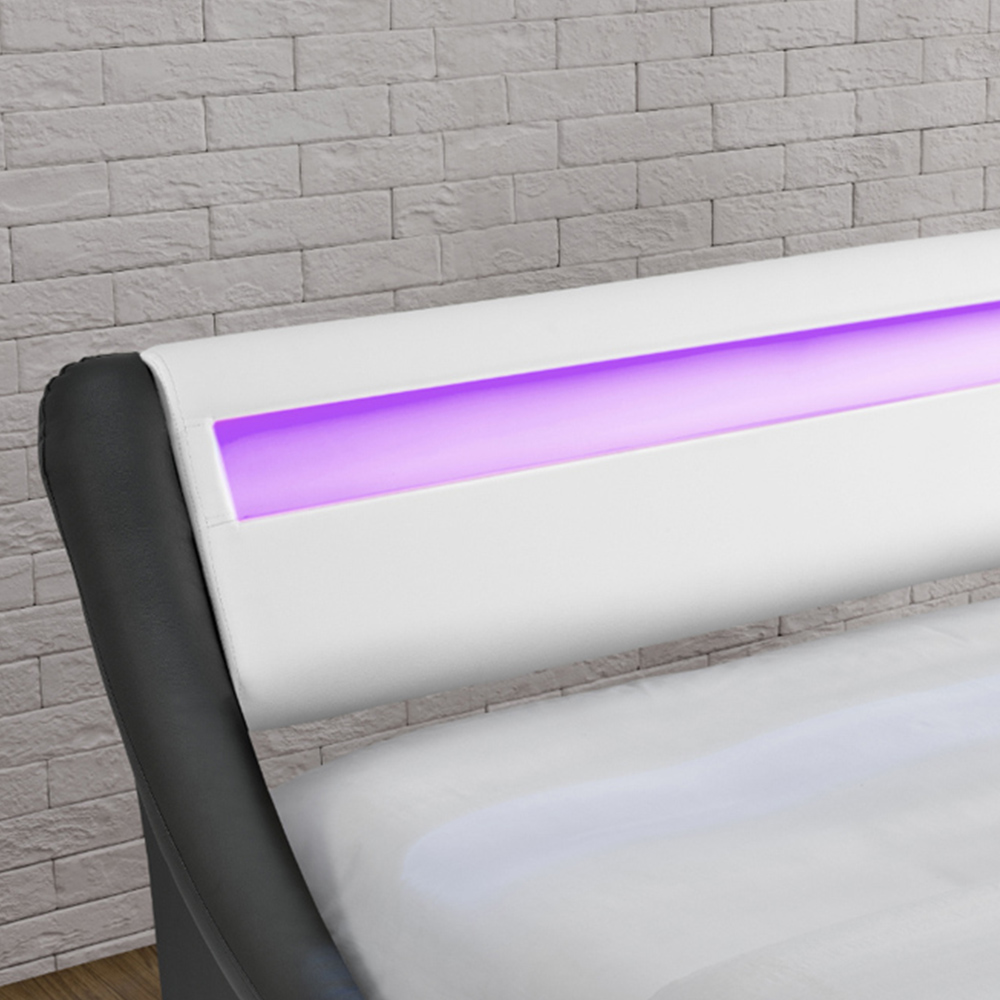 Home Detail Galaxy Double Black And White Faux Leather Ottoman Bed Frame Image 3