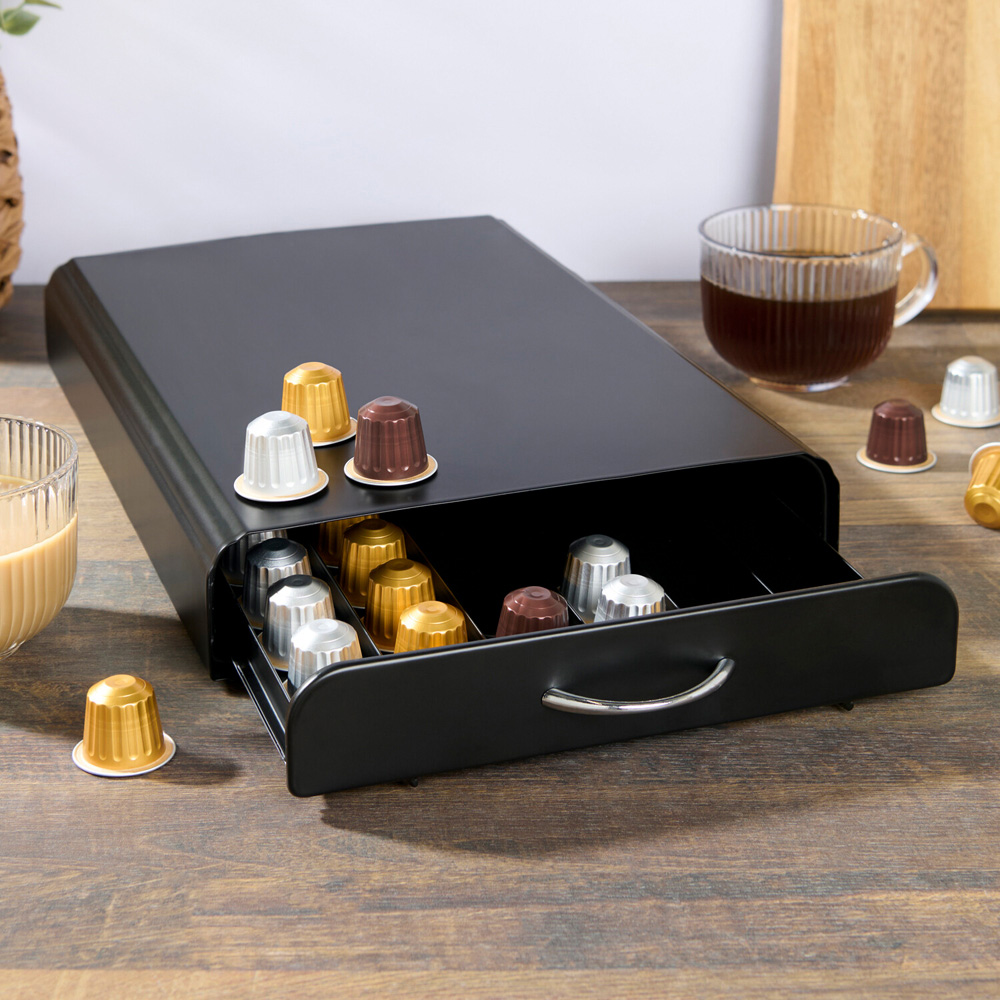 60 Piece Drawer Unit Coffee Pod Holder Matt Black Image 2