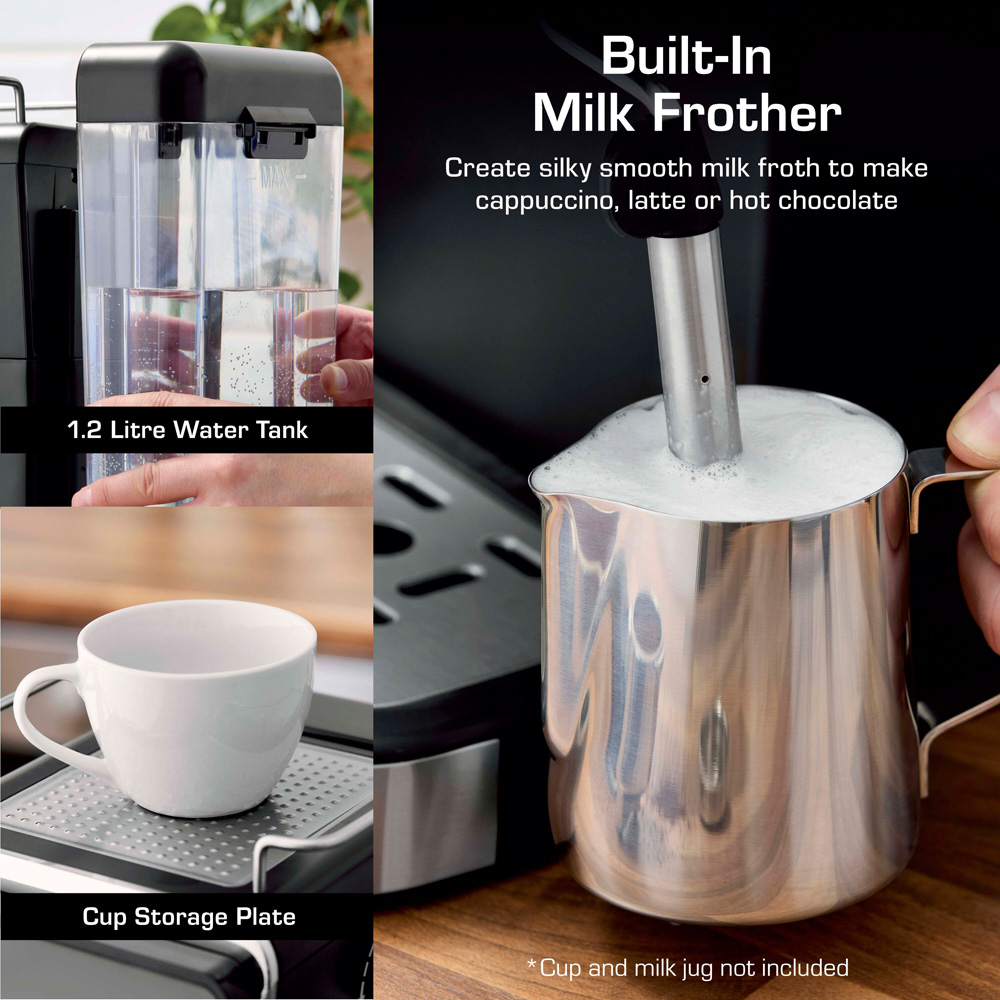 Swan SK22113BLK Black 20 Bar 1.5L Pump Espresso Digital Coffee Machine 1350W Image 6