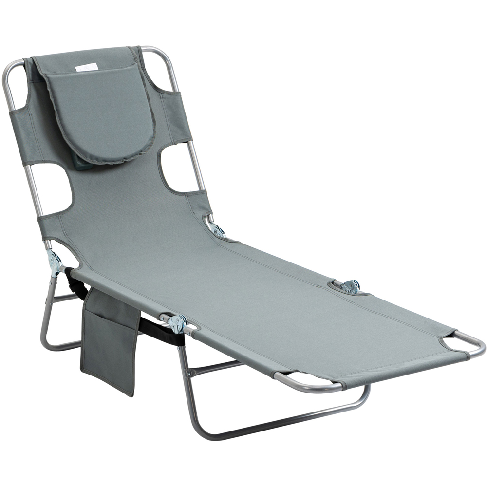 Outsunny Grey 5 Position Sun Lounger Image 2