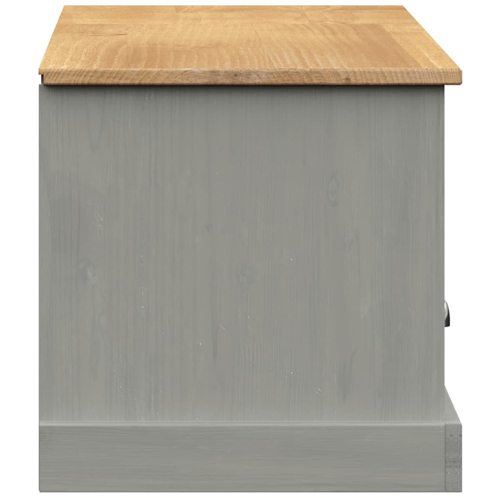 vidaXL Vigo Single Door 2 Drawer Single Shelf Grey Solid Pine Wood TV Cabinet Image 6