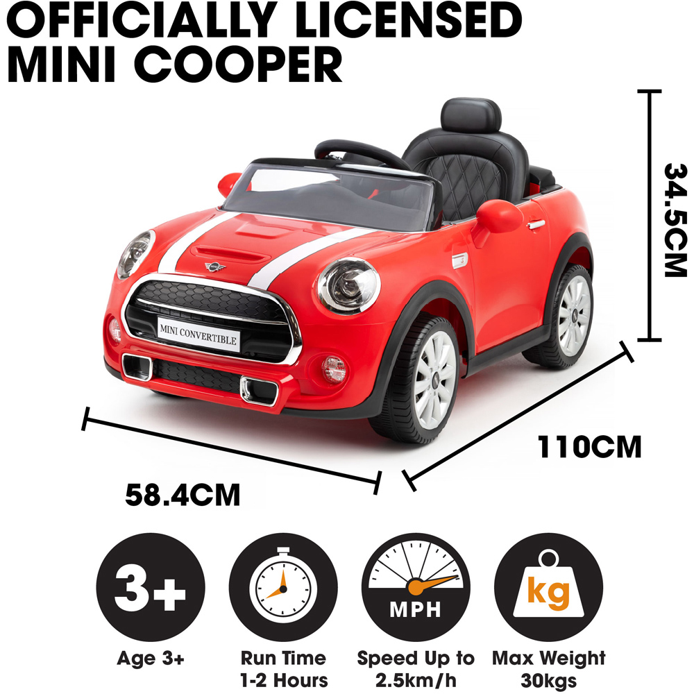 Xootz Red Kids Mini Cooper Convertible Ride-On Car Image 7