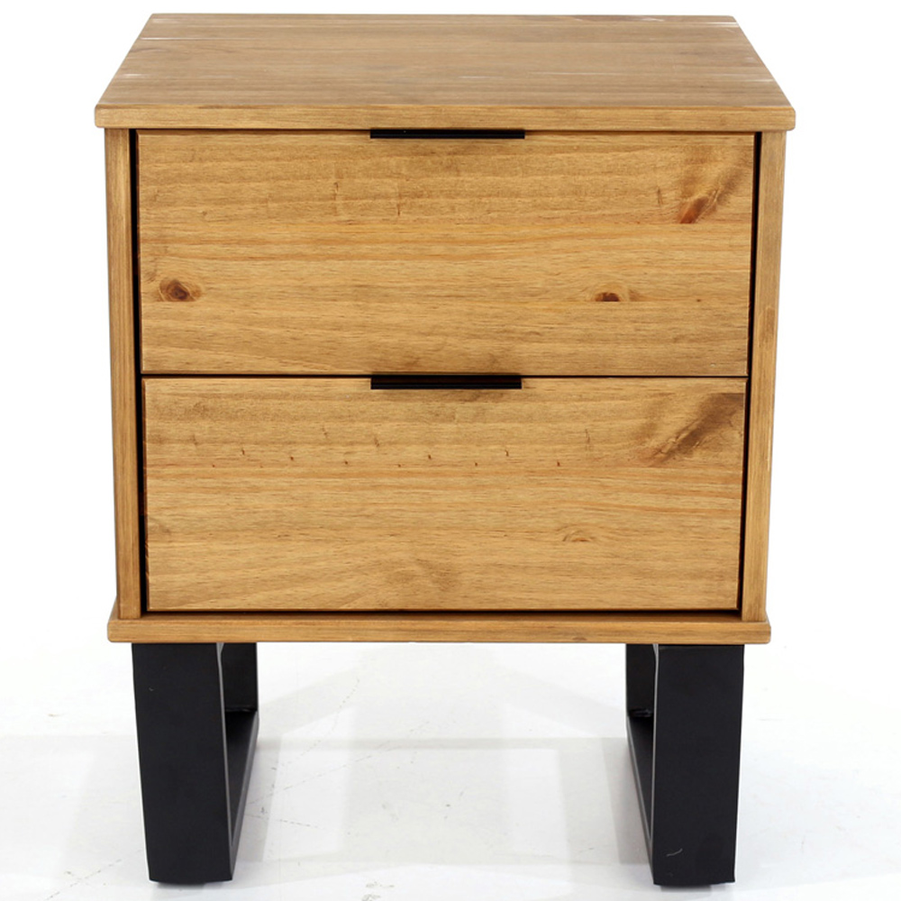 Core Products Texas 2 Drawer Antique Wax Pine Bedside Cabinet Image 3