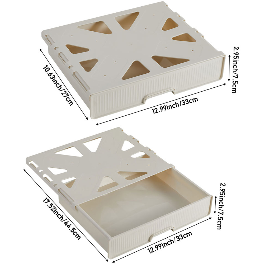 Living and Home White Under Desk Drawer Organiser with Sliding Storage 7.5 x 33 x 44.5cm Image 8