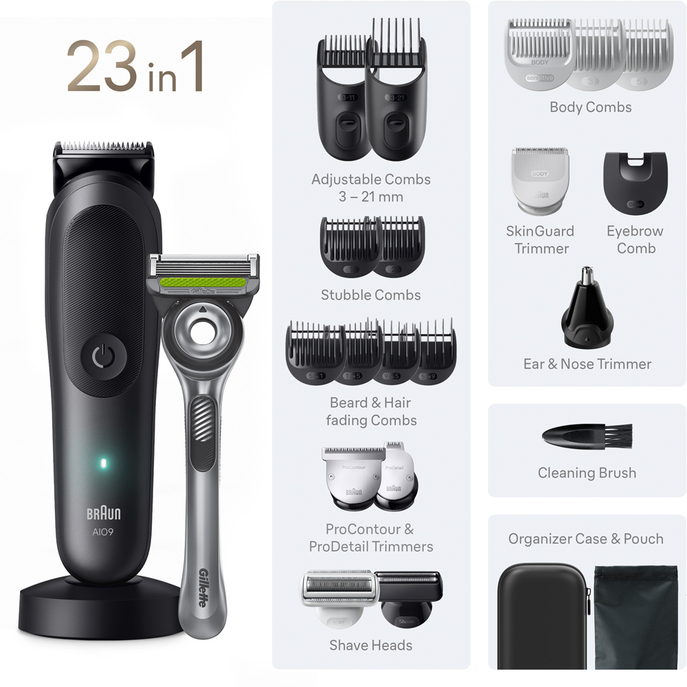 Braun Series 9 23-in-1 Grey Cordless Mens Grooming Kit with Li-Ion Battery Image 6
