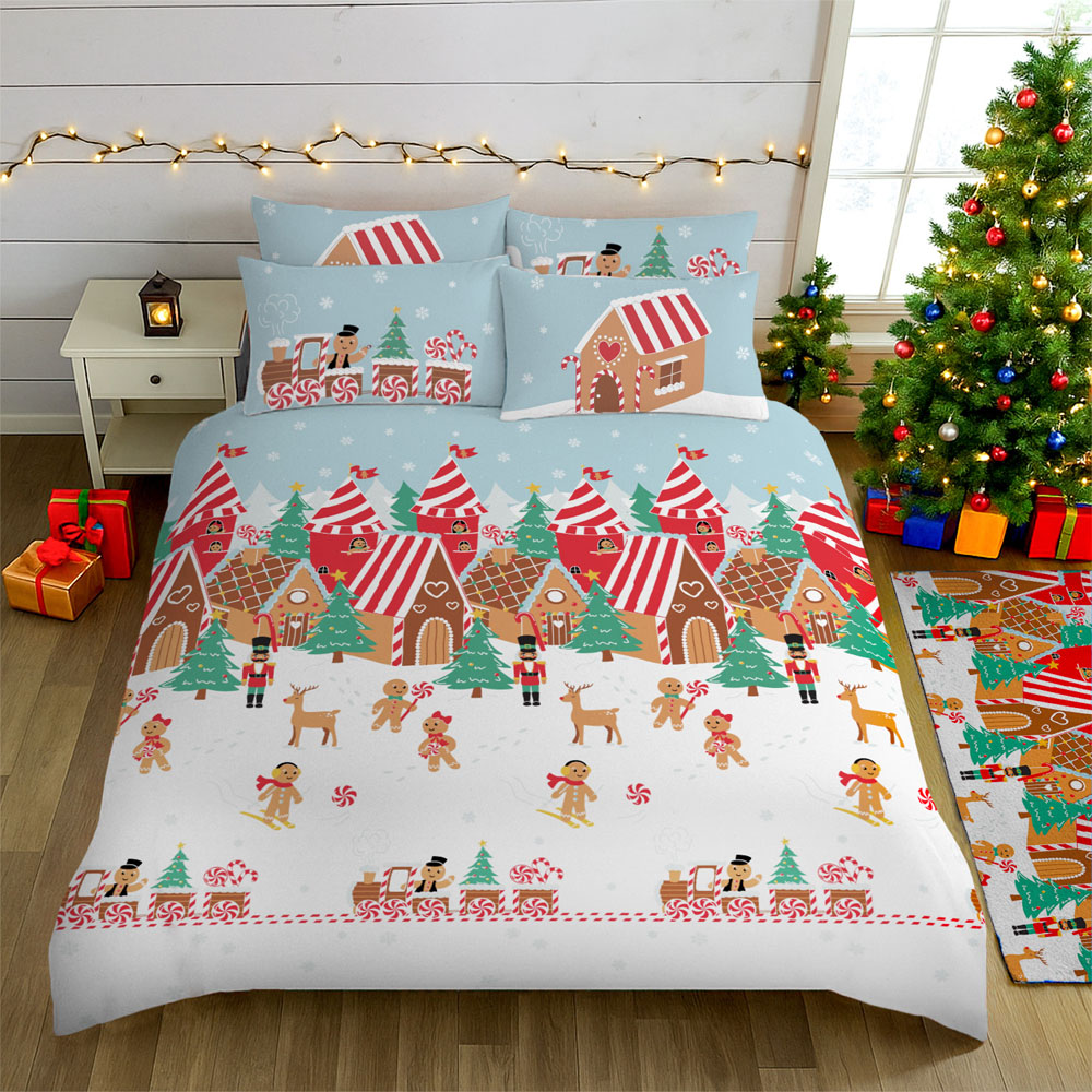 Velosso Double Blue Gingerbread Town Duvet Set Image 3