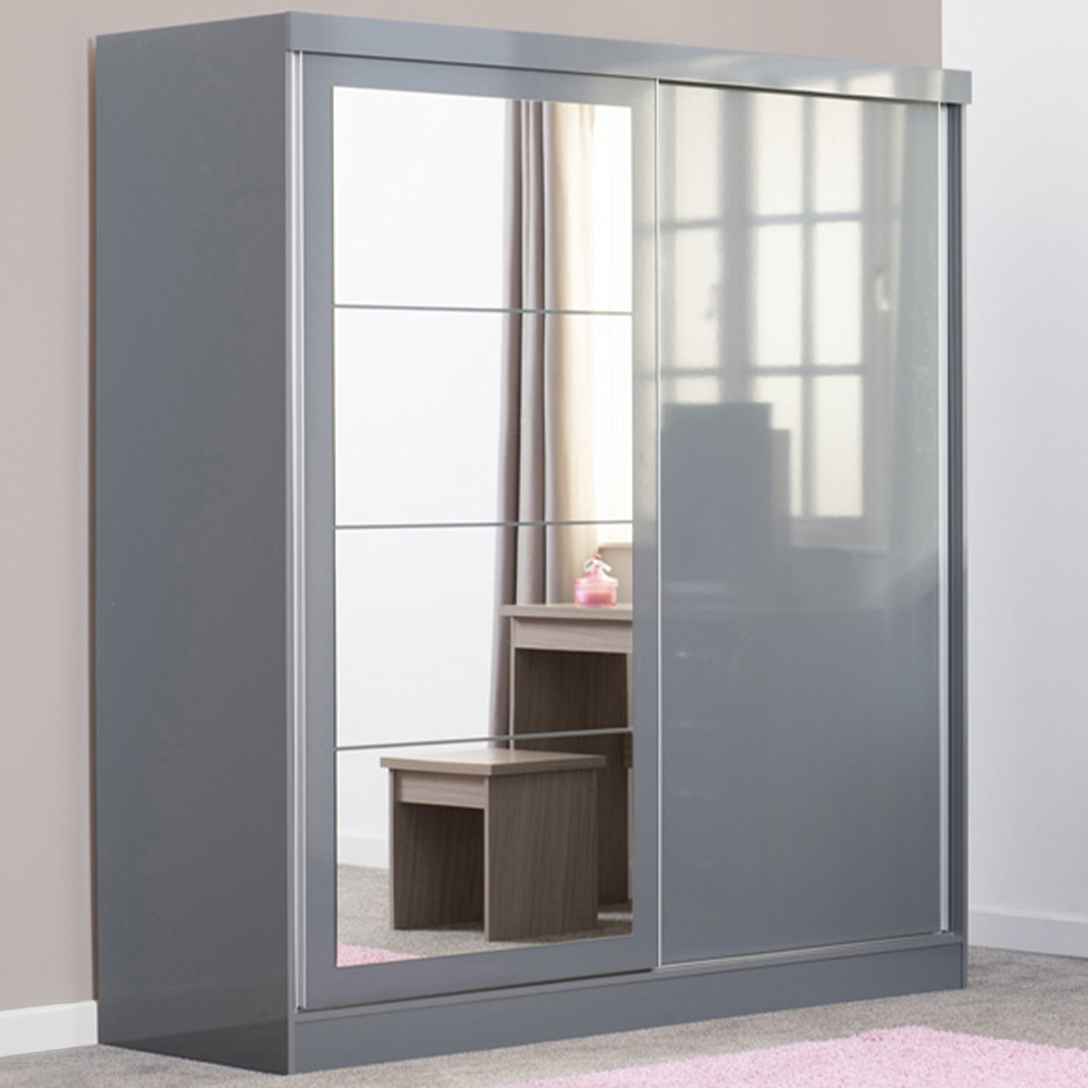 Seconique Nevada 2 Door Grey Sliding Wardrobe Image 1