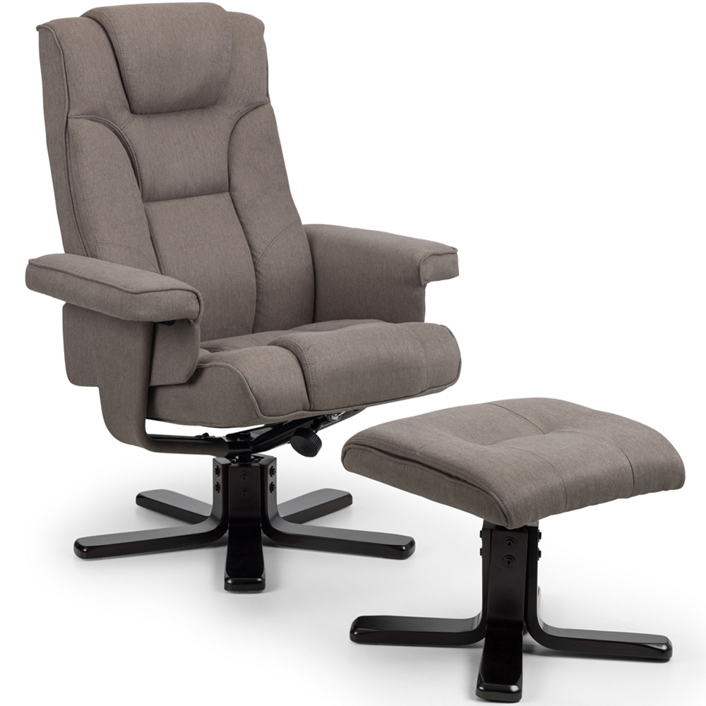 Julian Bowen Malmo Grey Swivel Recliner Chair and Footstool Image 2