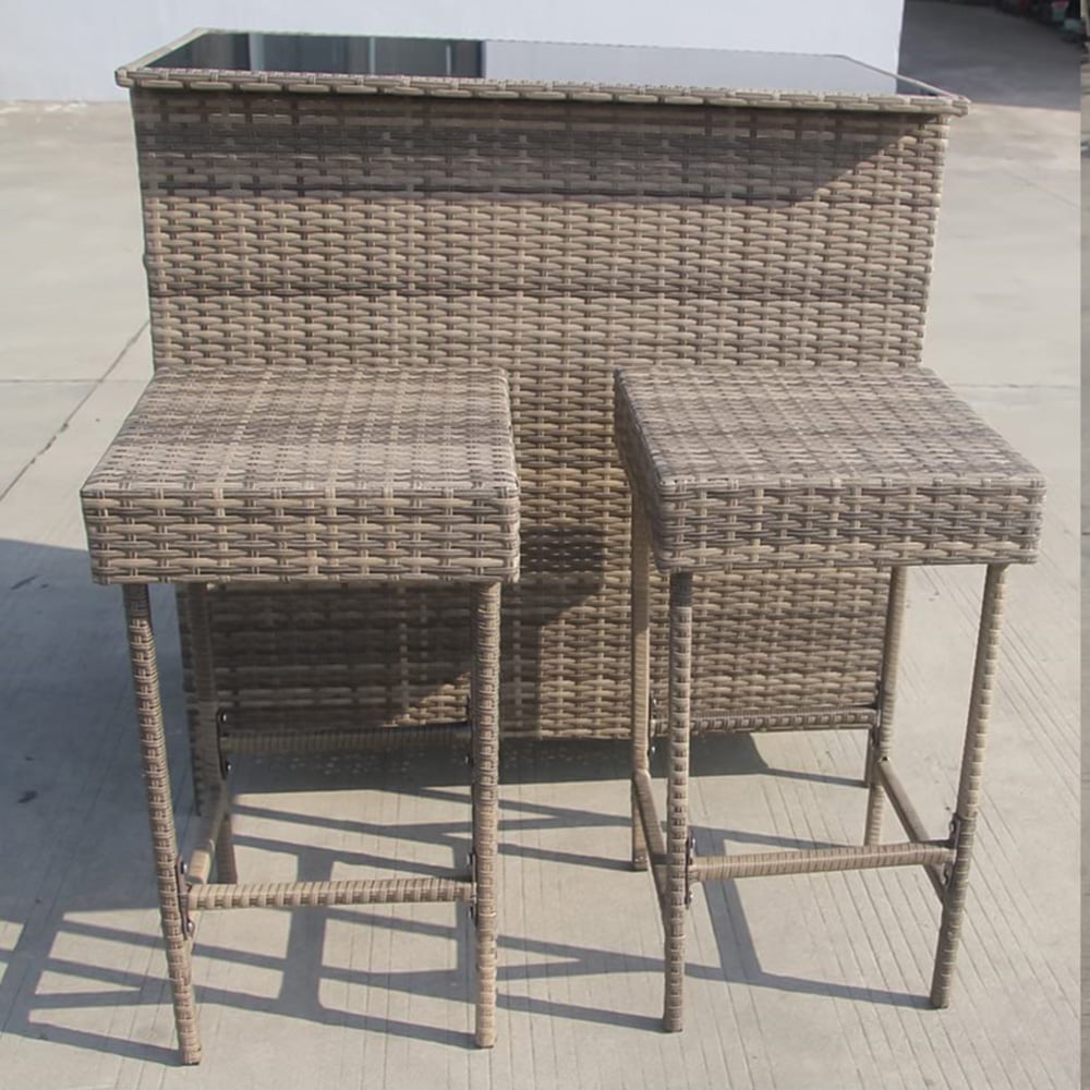 Furniture One 2 Seater Yellow Rattan Garden Bar Set Image 1
