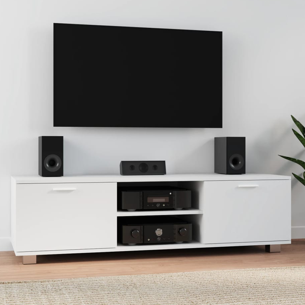vidaXL 2 Door 2 Shelf White TV Cabinet Image 1