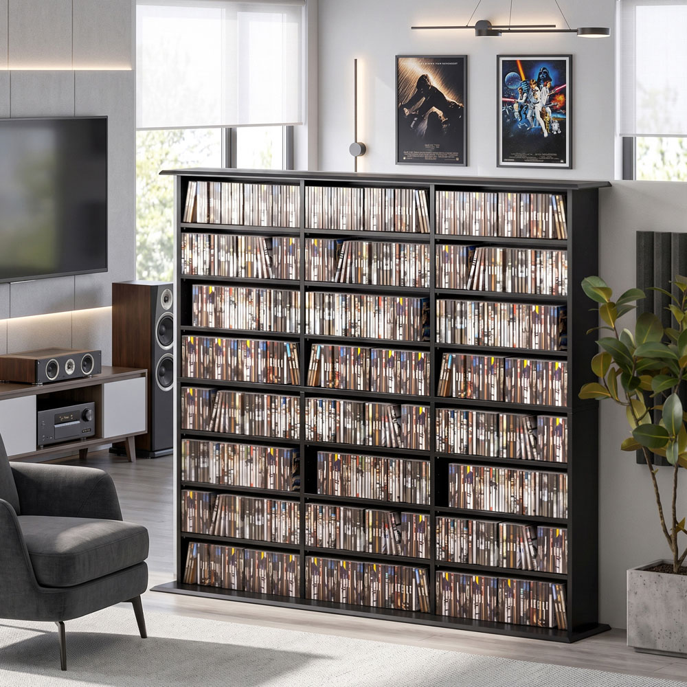 HOMCOM 24 Shelf Black DVD Storage Unit Image 2