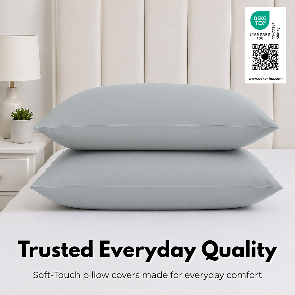 MHG Living Grey Microfibre Envelope Closure Pillowcase 50 x 75cm 2 Pack Image 7