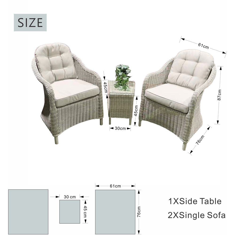 Direct Wicker 2 Seater Grey Rattan Garden Bistro Set Image 9