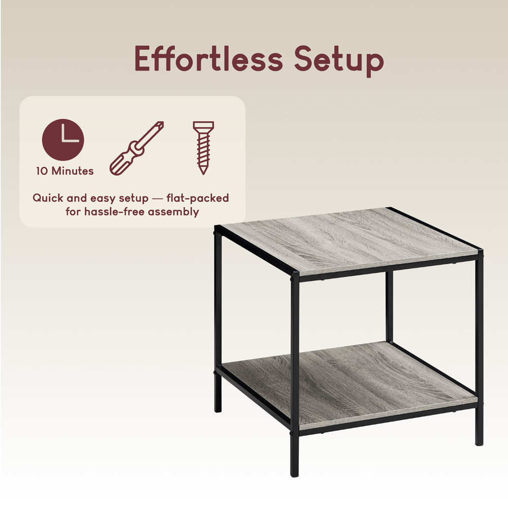 VIDA DESIGNS Brooklyn Grey Metal Frame End Table Image 8