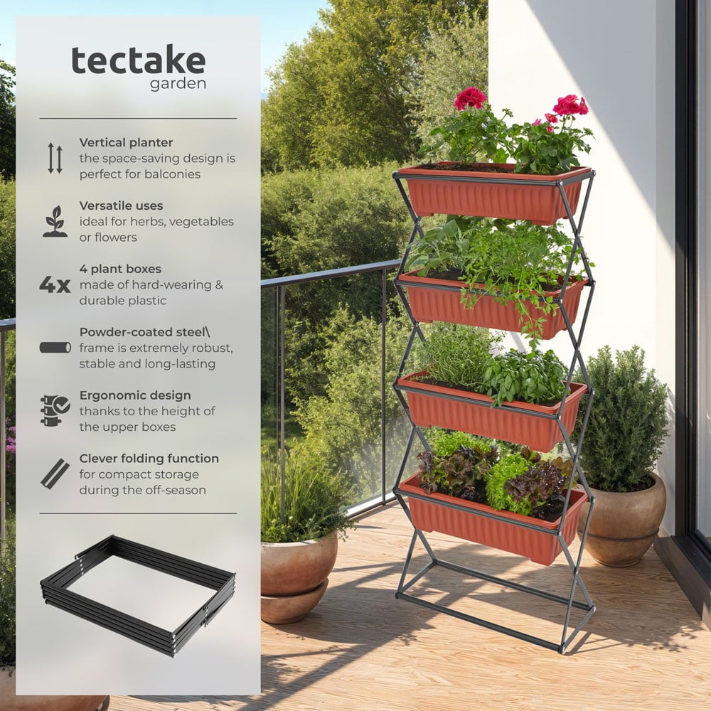 tectake 4 Tier Vertical Flower Box Image 6