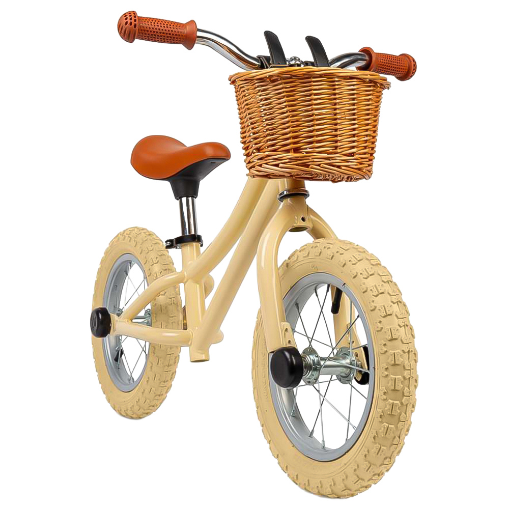 Bigjigs Toys Kids Cream Balance Bike with Basket Image 1