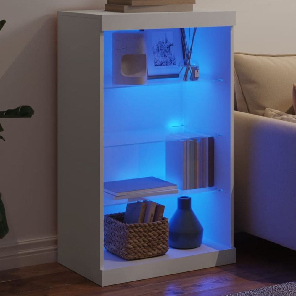 vidaXL 4 Shelf White LED Sideboard Image 1