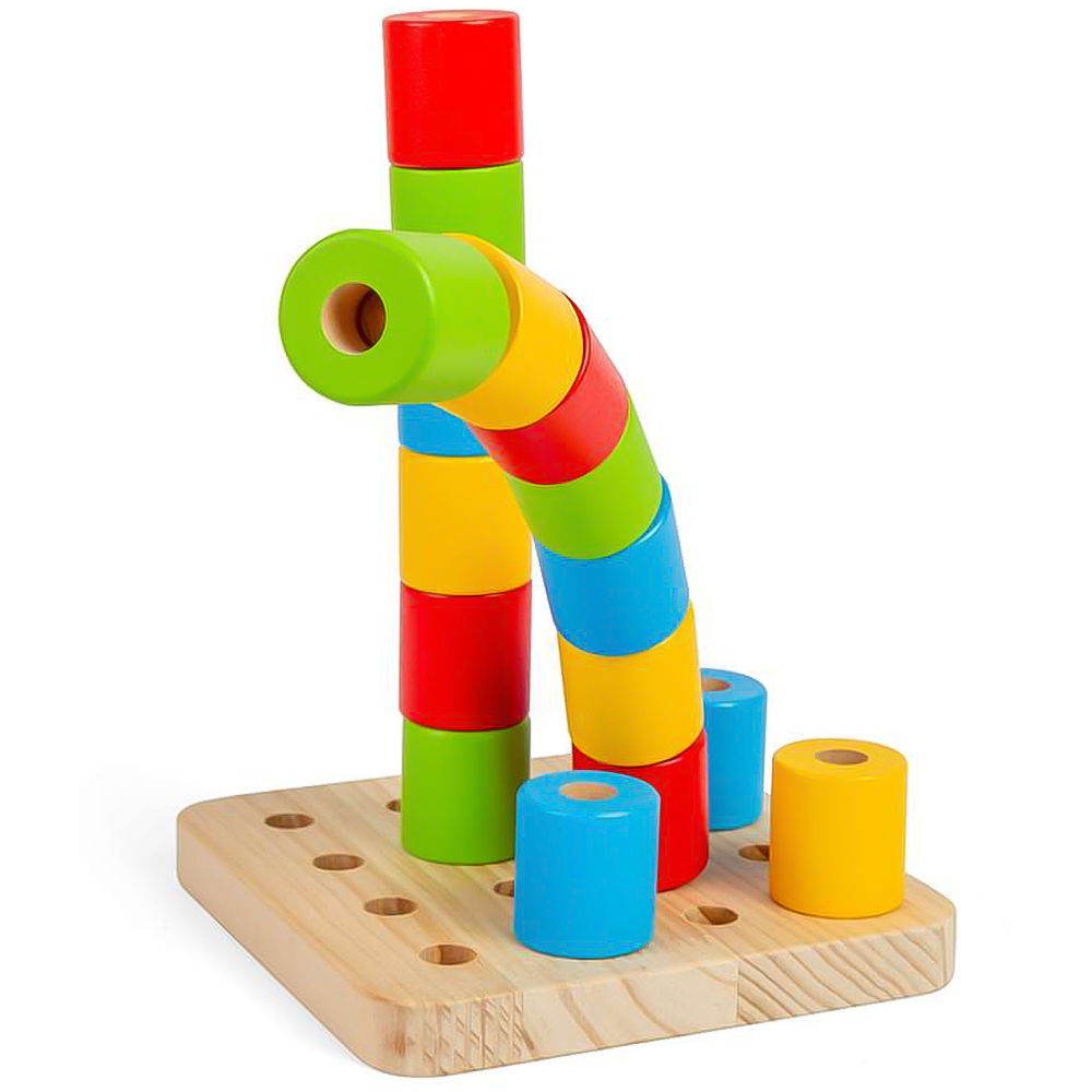 Bigjigs Toys Kids 17 Piece Wooden Wobbly Peg Board Toy Image 5