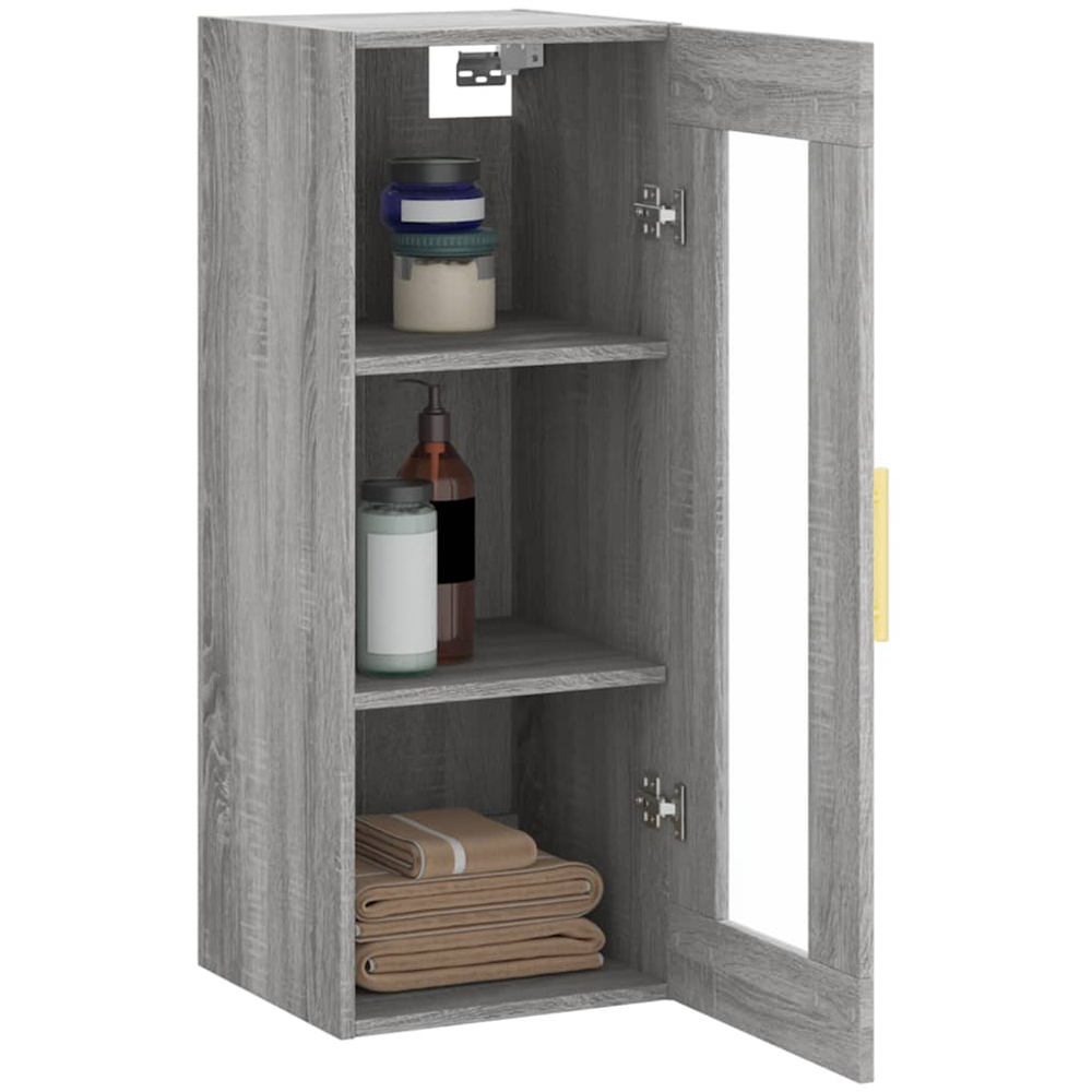 vidaXL Single Glass Door Grey Sonoma Wall Mounted Cabinet Image 5