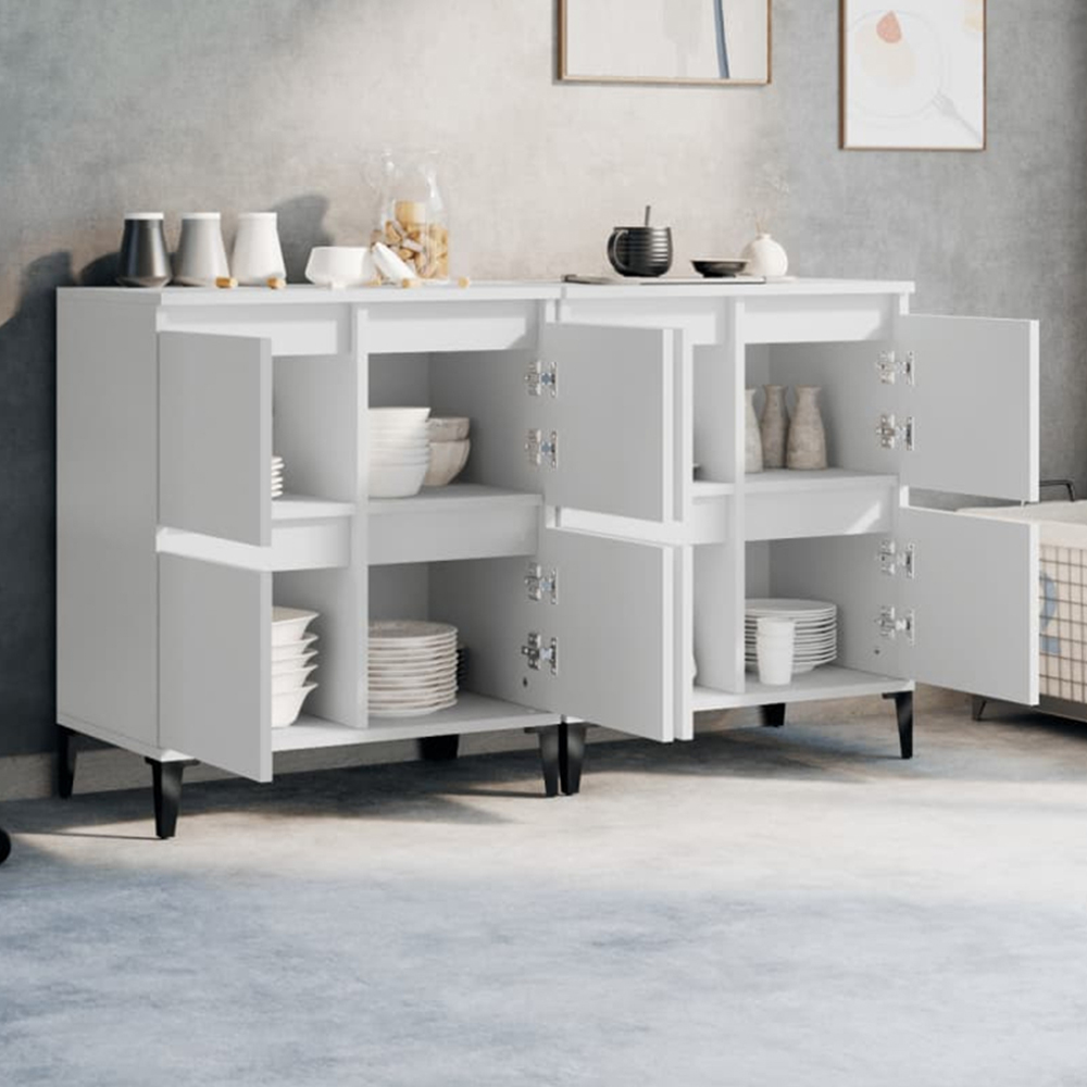 vidaXL 4 Door White Sideboard 2 Piece Image 1