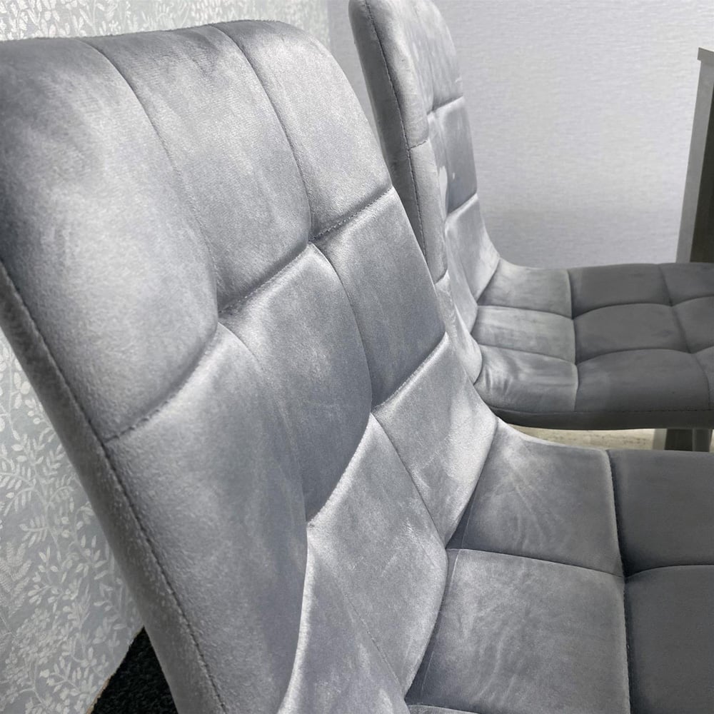 Portland 3 Seater Velvet Wooden Dining Set with Bench Grey and Black Image 4