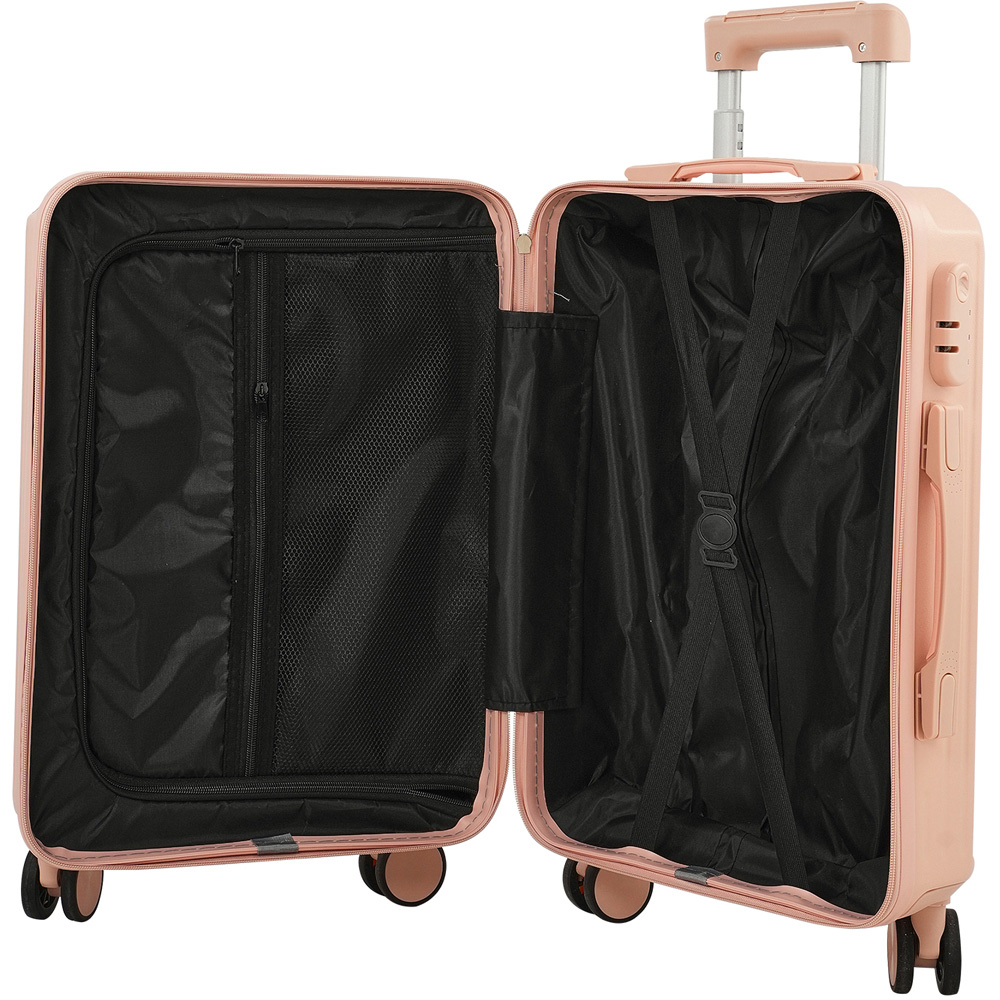 H&O Direct Pink ABS Hard Shell Suitcase with Spinner USB Port and Cup Holder 20 inch Image 3