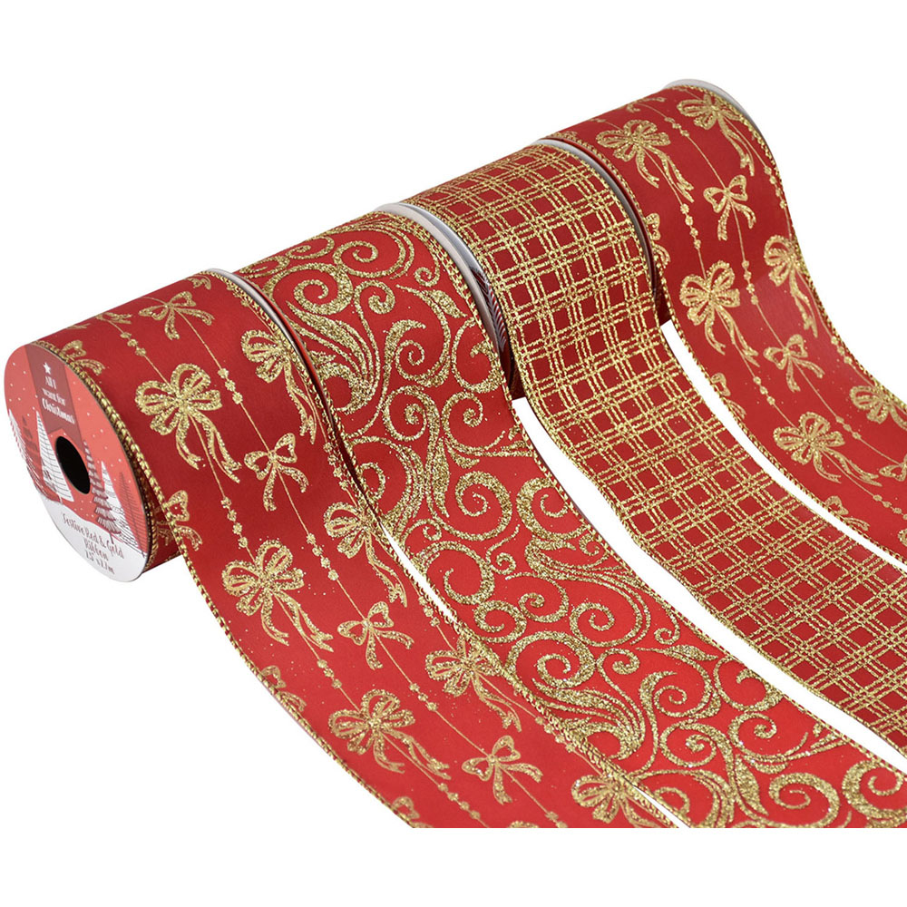 Festive Red and Gold Ribbon Image 5