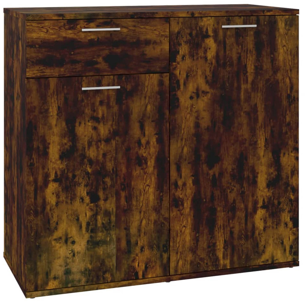 vidaXL 2 Door Single Drawer Smoked Oak Sideboard Image 2