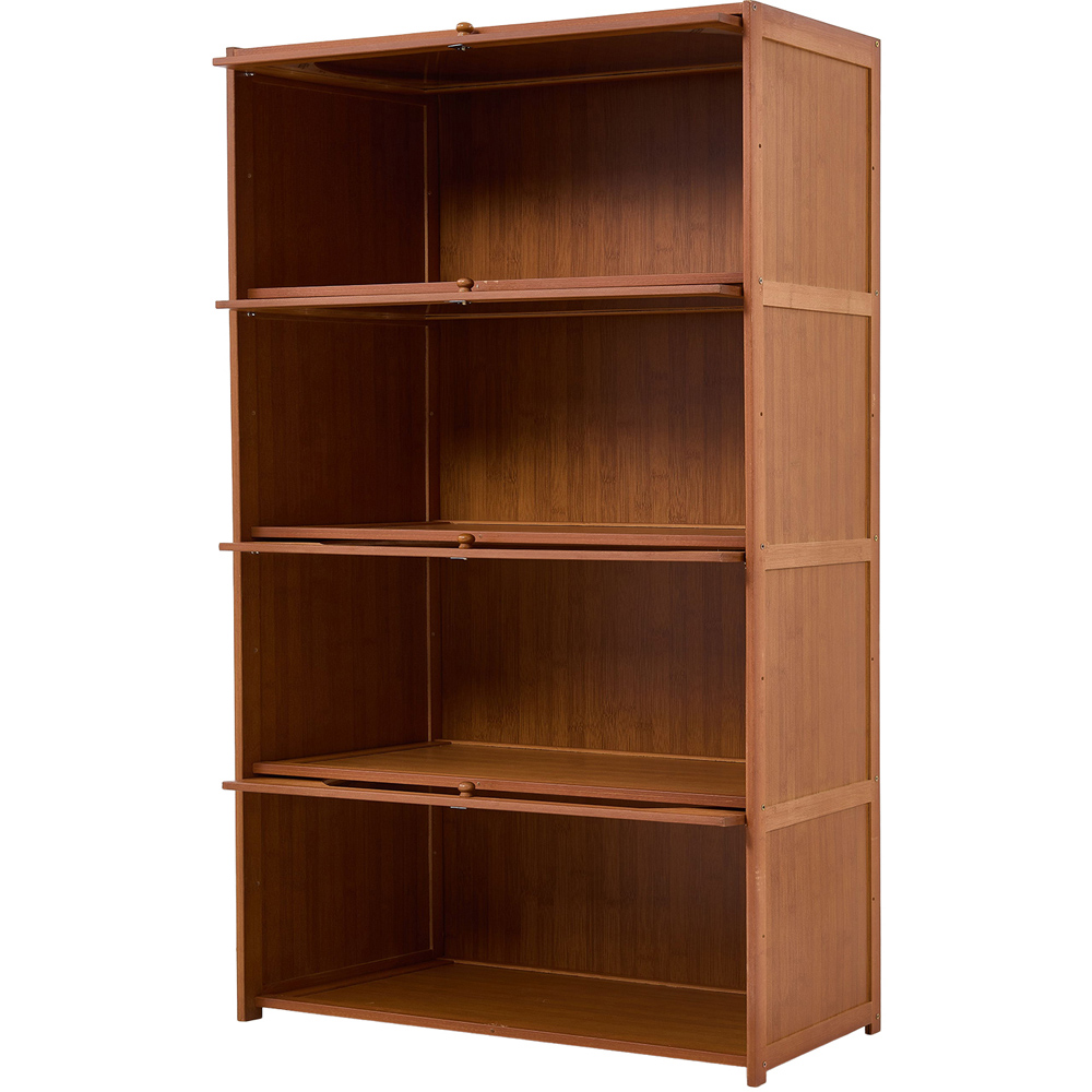 Living and Home 4 Acrylic Door Brown Bamboo Bookcase Image 5