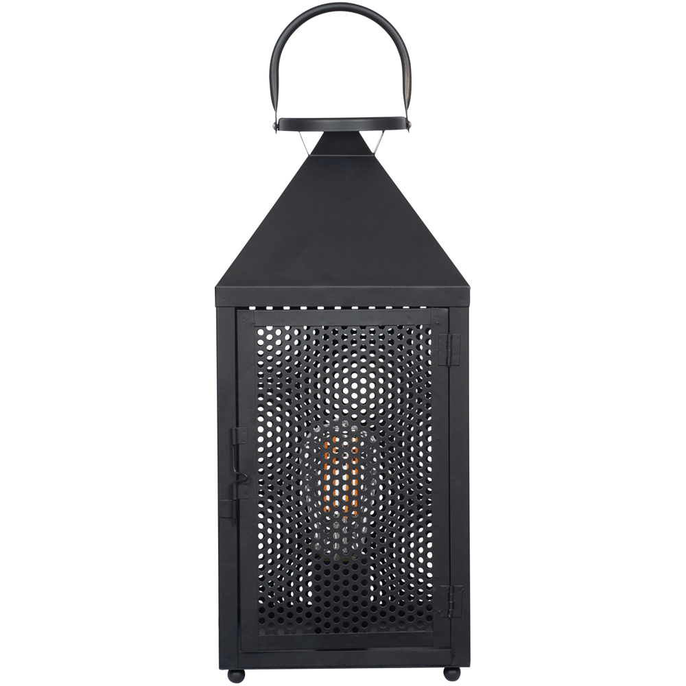 Pacific Lifestyle Folkstone Matt Black Metal Punched Lantern Table Lamp Image 1