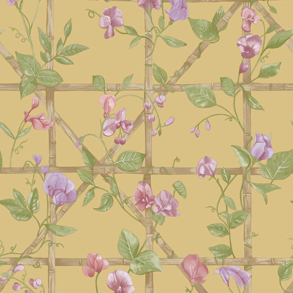 Holden Decor Trailing Floral Trellis Ochre Wallpaper Image 1