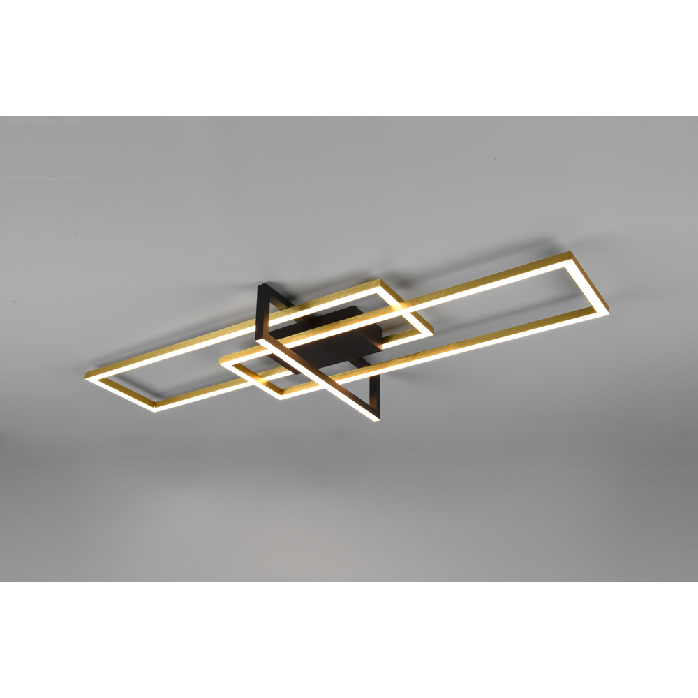 TRIO Salinas Matt Brass Rectangular LED Ceiling Light Image 2