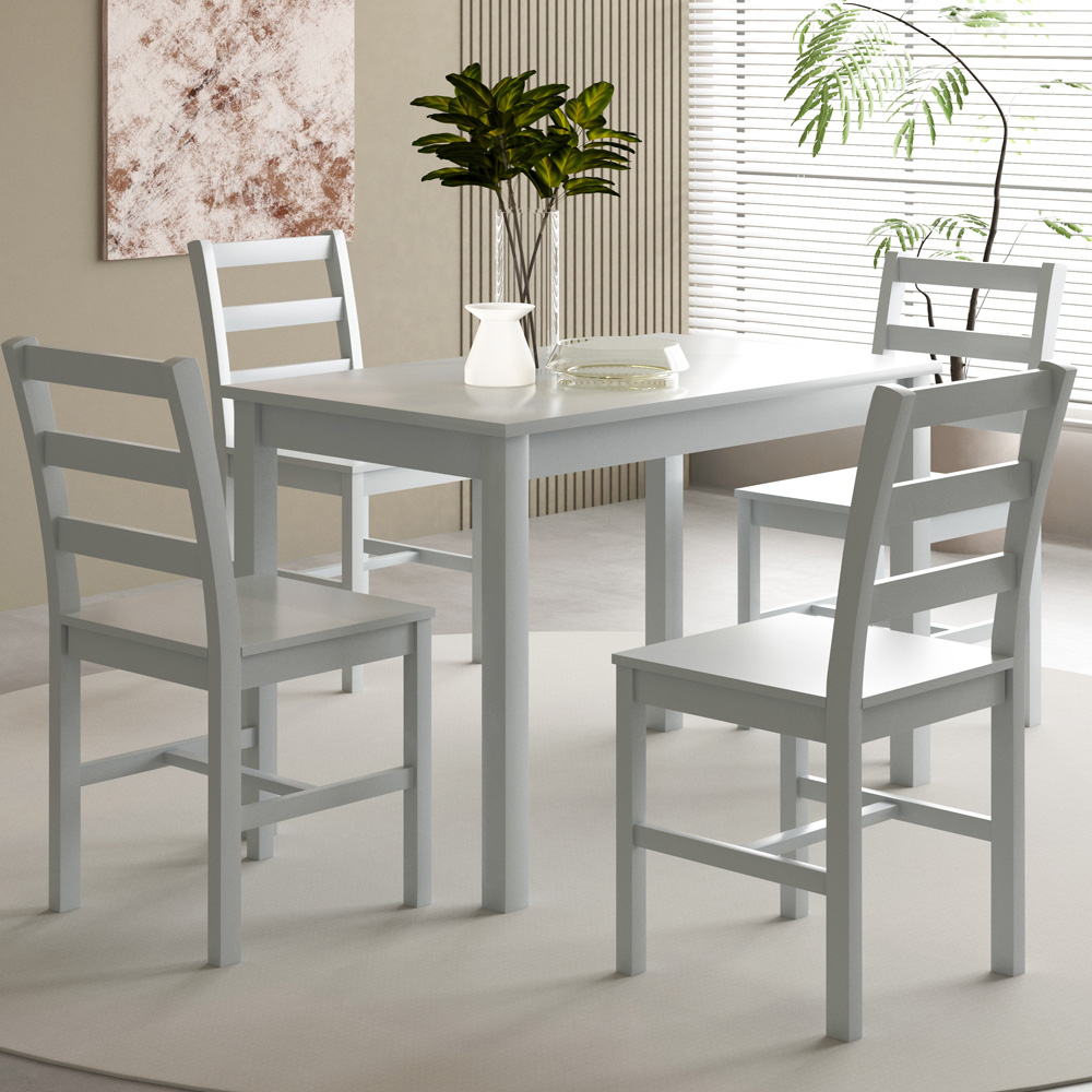 Comfy Living 4 Seater Wooden Dining Set Grey Image 1