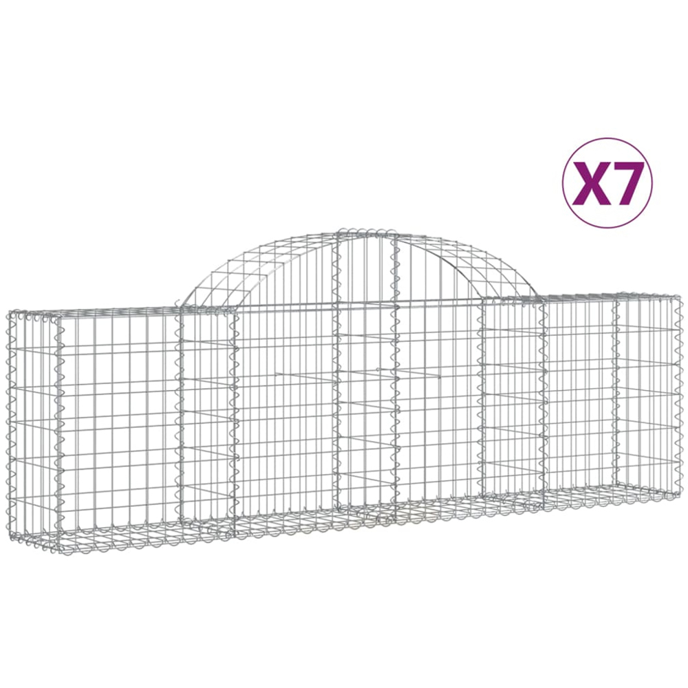 vidaXL Silver Galvanised Iron Gabion Basket 200 x 30 x 60/80cm 7 Pack Image 4