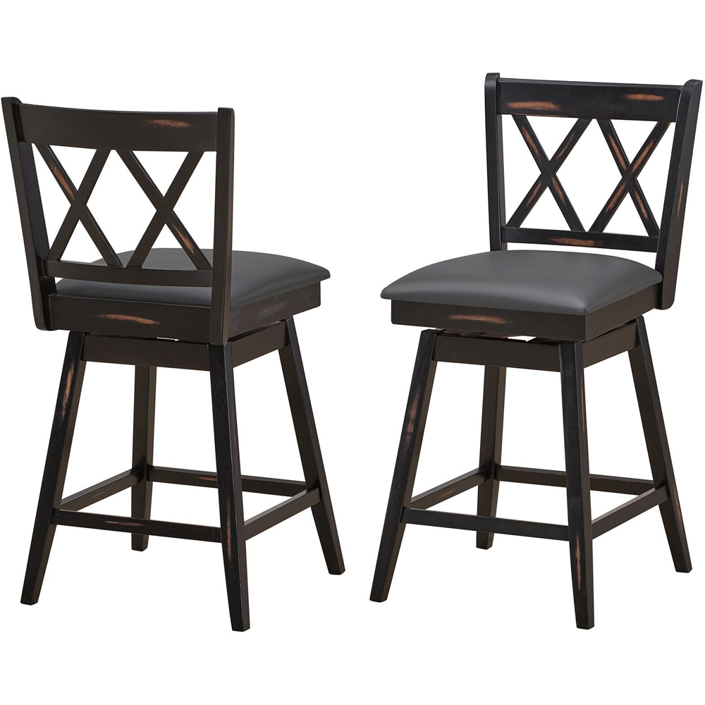 Costway Black Counter Height Bar Stool Set of 2 Image 2