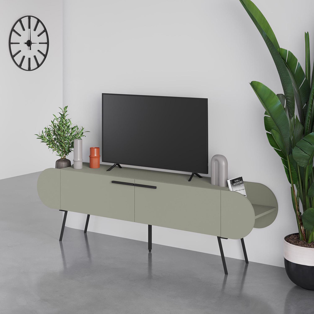 FWStyle Capsule 2 Door 2 Shelf Ash Green TV Unit Stand Image 6