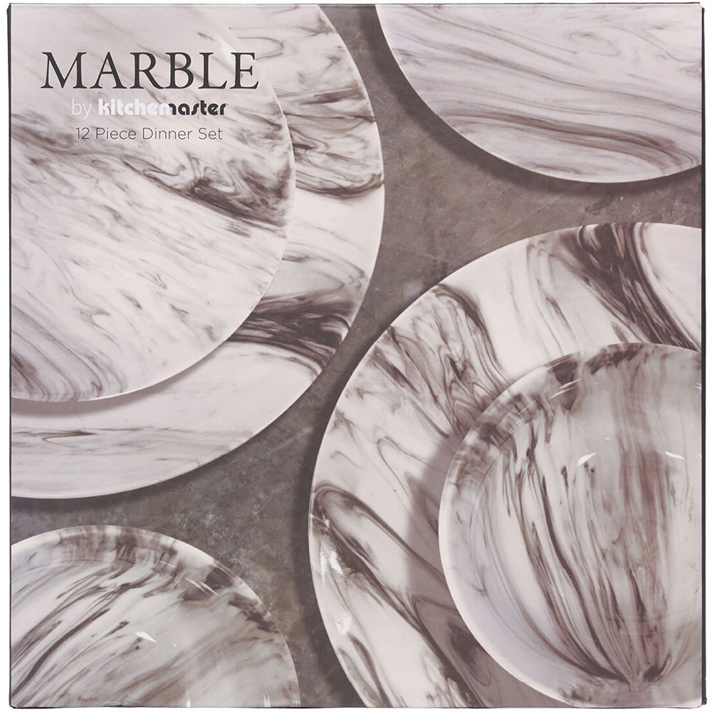 12 Piece Marble in Glaze Dinner Set White Image 4