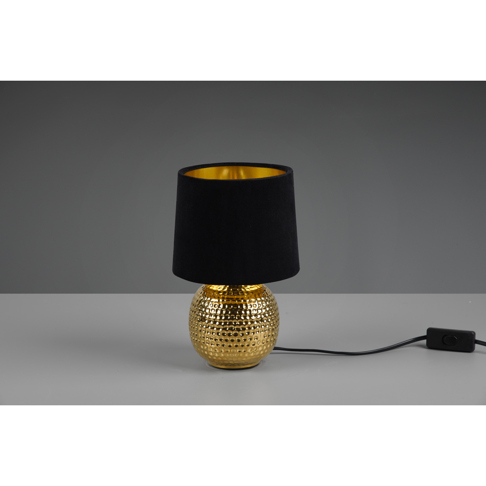 TRIO Sophia Gold Ceramic Table Lamp with Black Velvet Shade Image 3