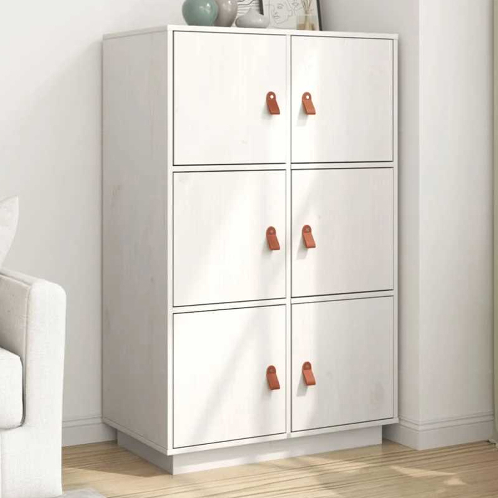 vidaXL 6 Door White Solid Pine Wood Highboard Image 1