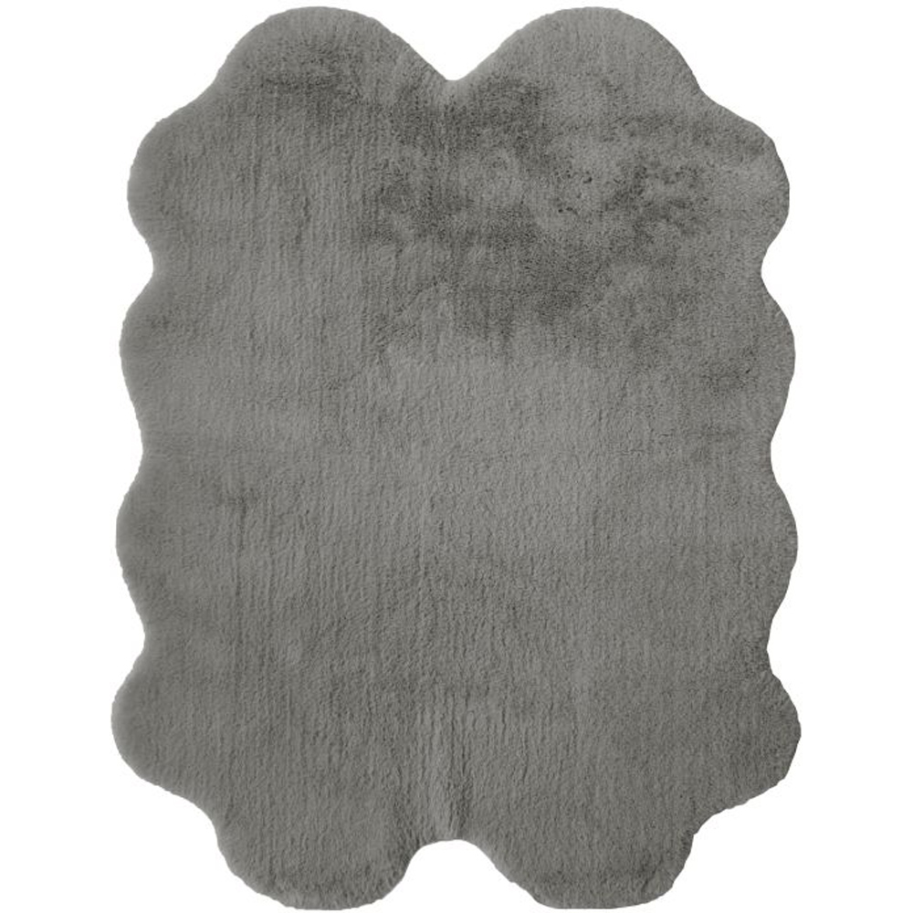 Homemaker Luxurious Faux Fur Grey Rug 105 x 140cm Image 2