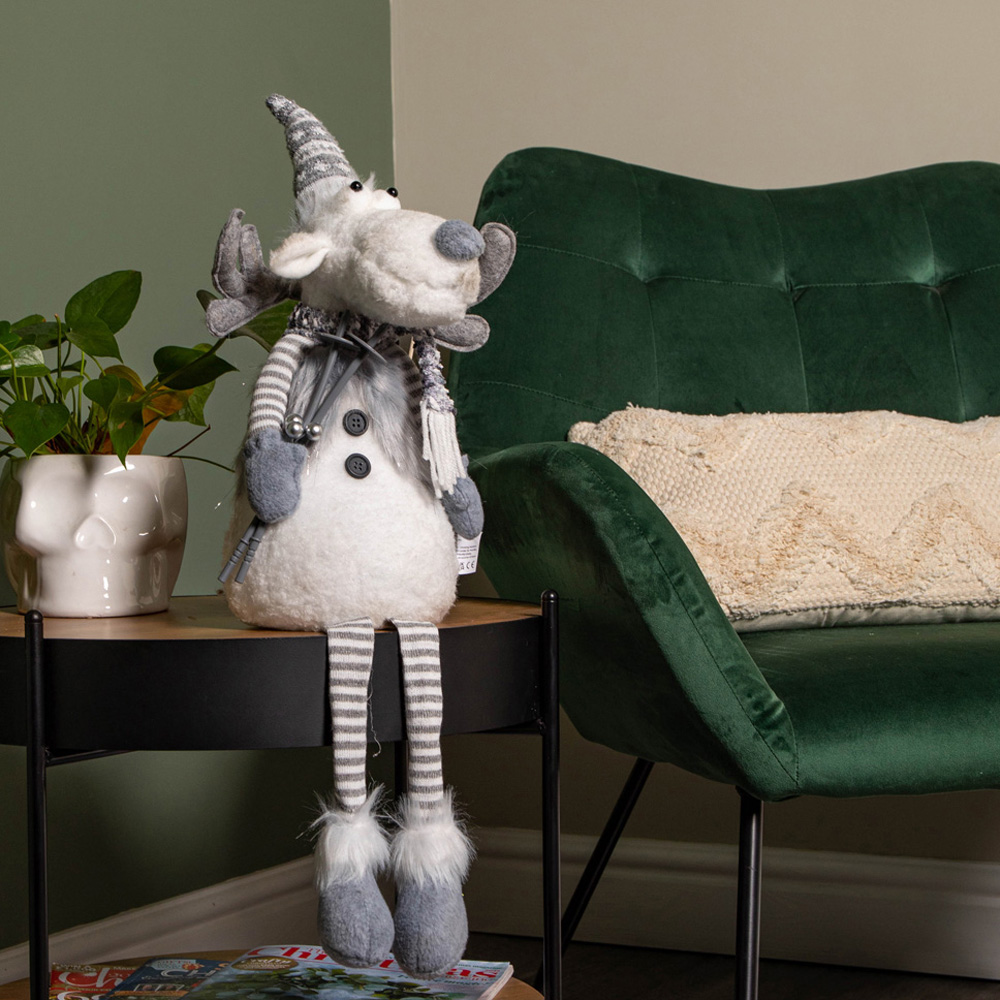 Samuel Alexander Light Up Grey Reindeer Christmas Decoration with Dangly Legs Image 2