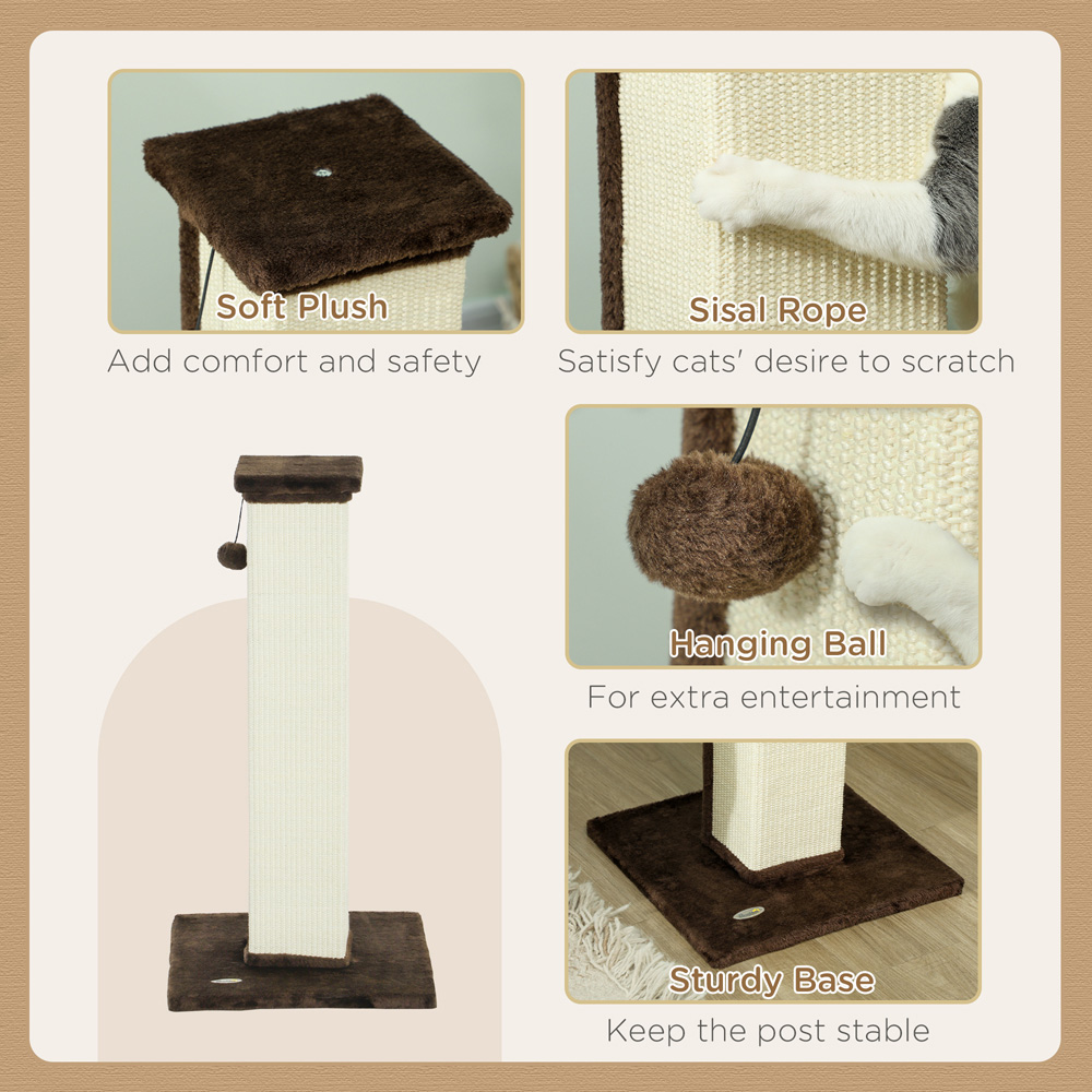 PawHut 81cm Brown Cat Scratching Post Image 7